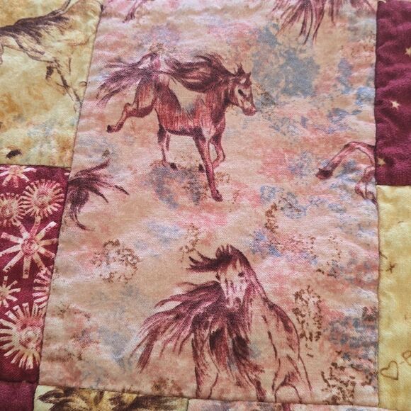 Patchwork Quilt with Floral Patterns Approximately 64by72" - Picture 4 of 6
